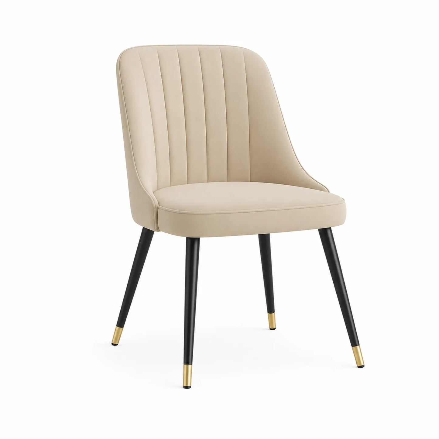 Esszimmerstuhl mit Metallbeinen und Kunstlederbezug in Beige