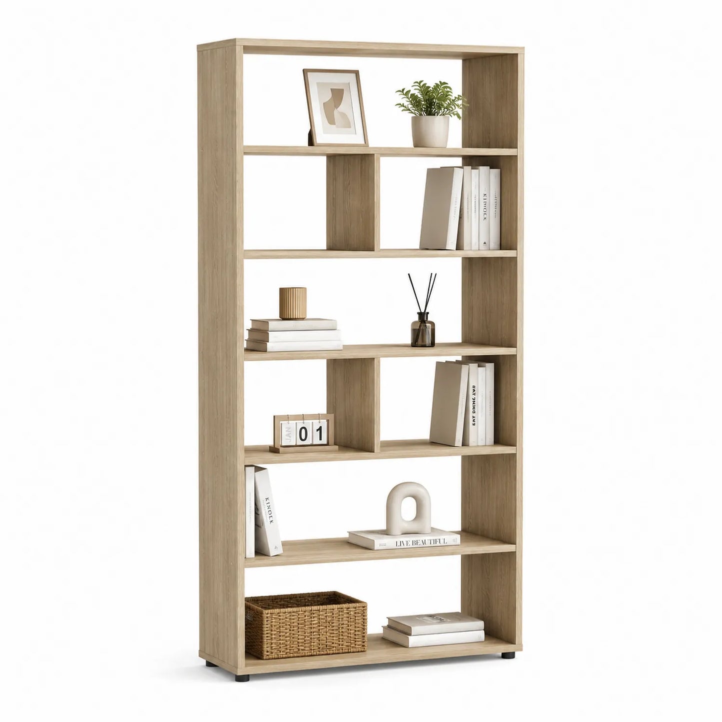 Holz Bücherregal 5 Ebenen Eiche