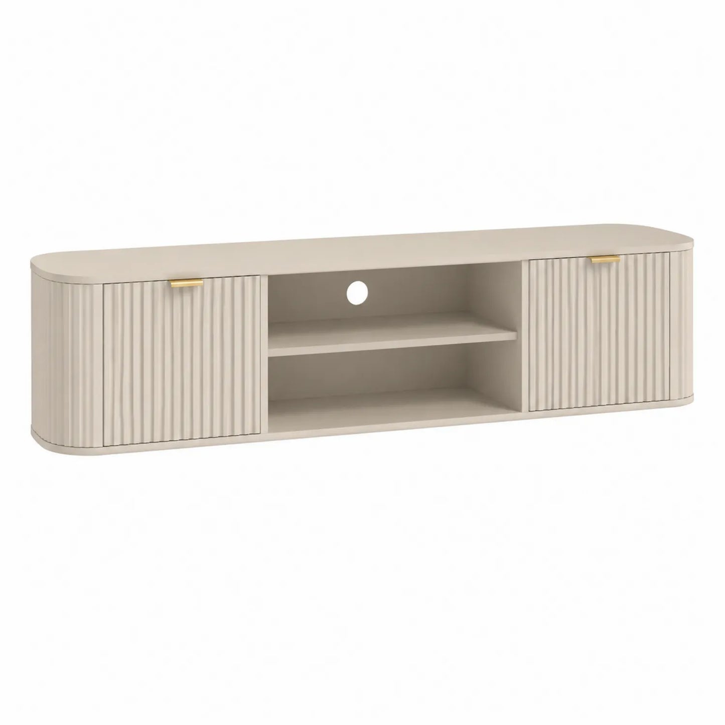 TV-Schrank aus Holzwerkstoff mit zwei Türen und Regalfächern 180x35x45 cm
