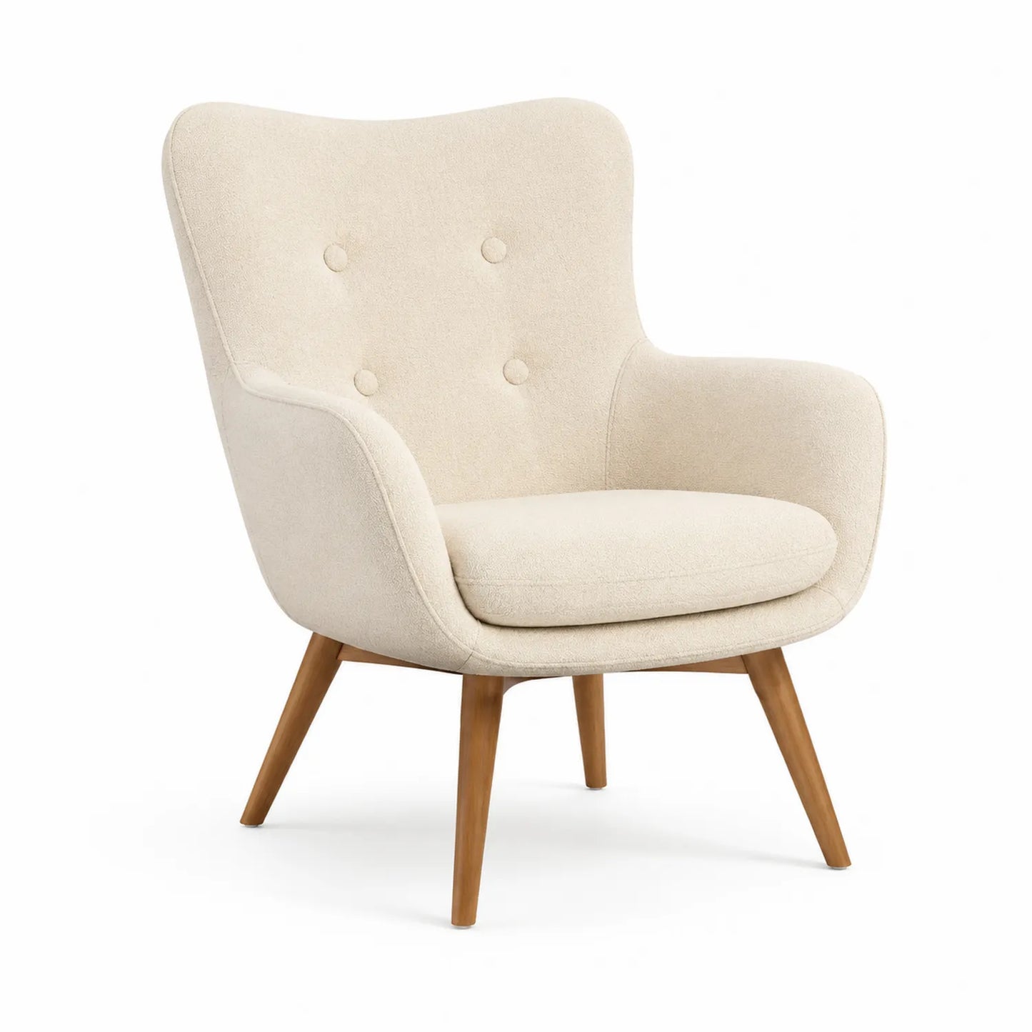 Polstersessel mit Holzfüßen Beige