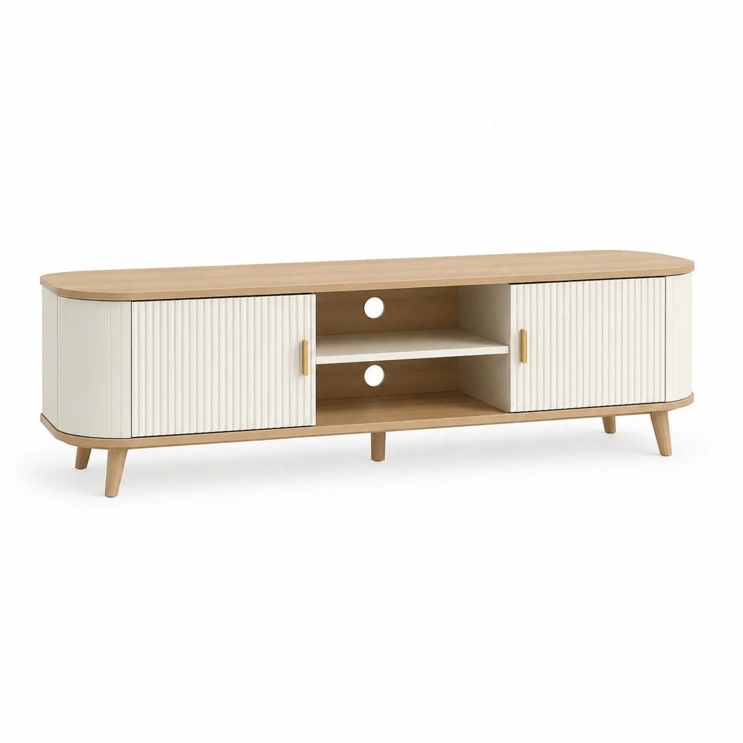 TV-Schrank Holz und MDF Cremefarben Eiche 180 cm