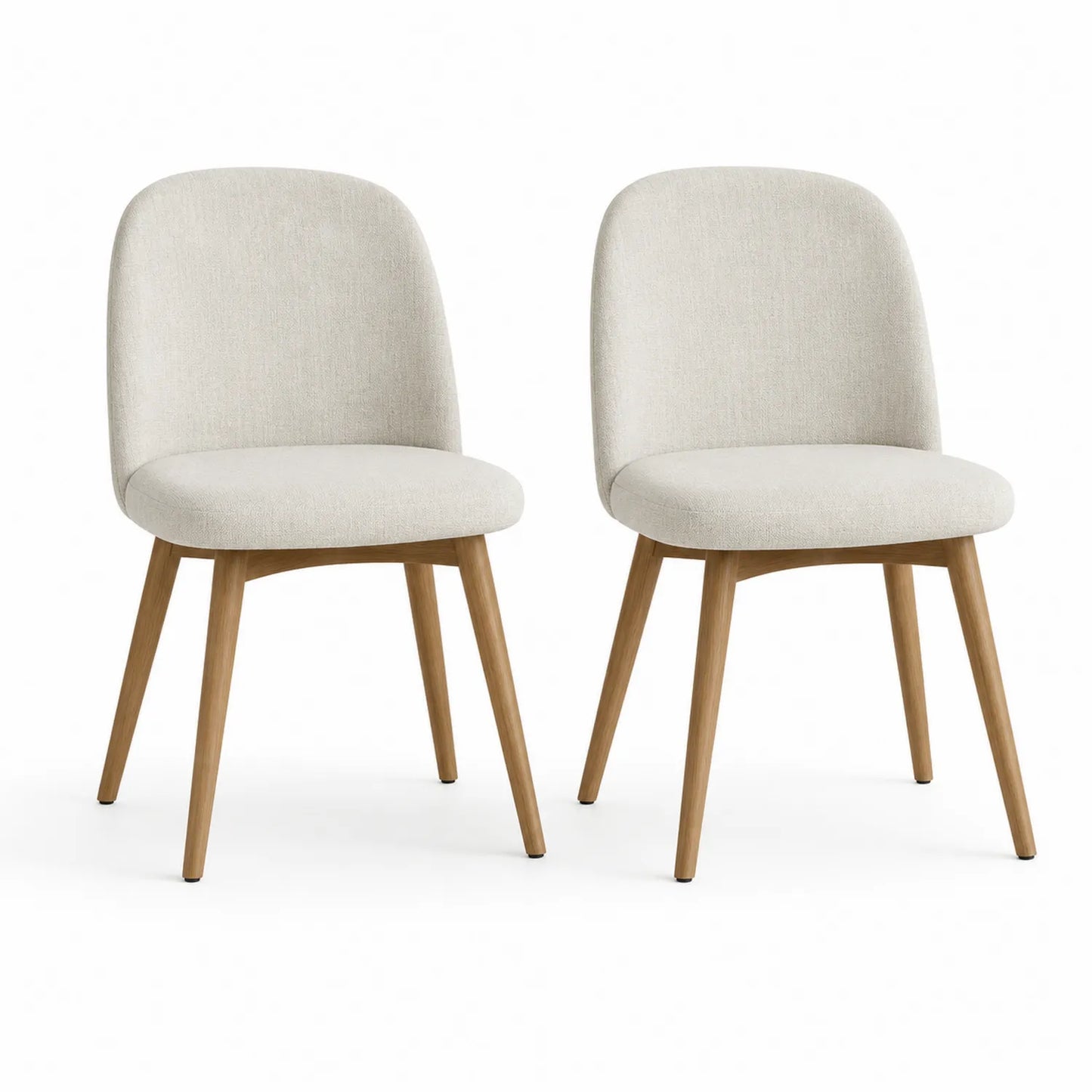 Esszimmerstuhl Set aus Holz und Stoff Beige 2-er Set