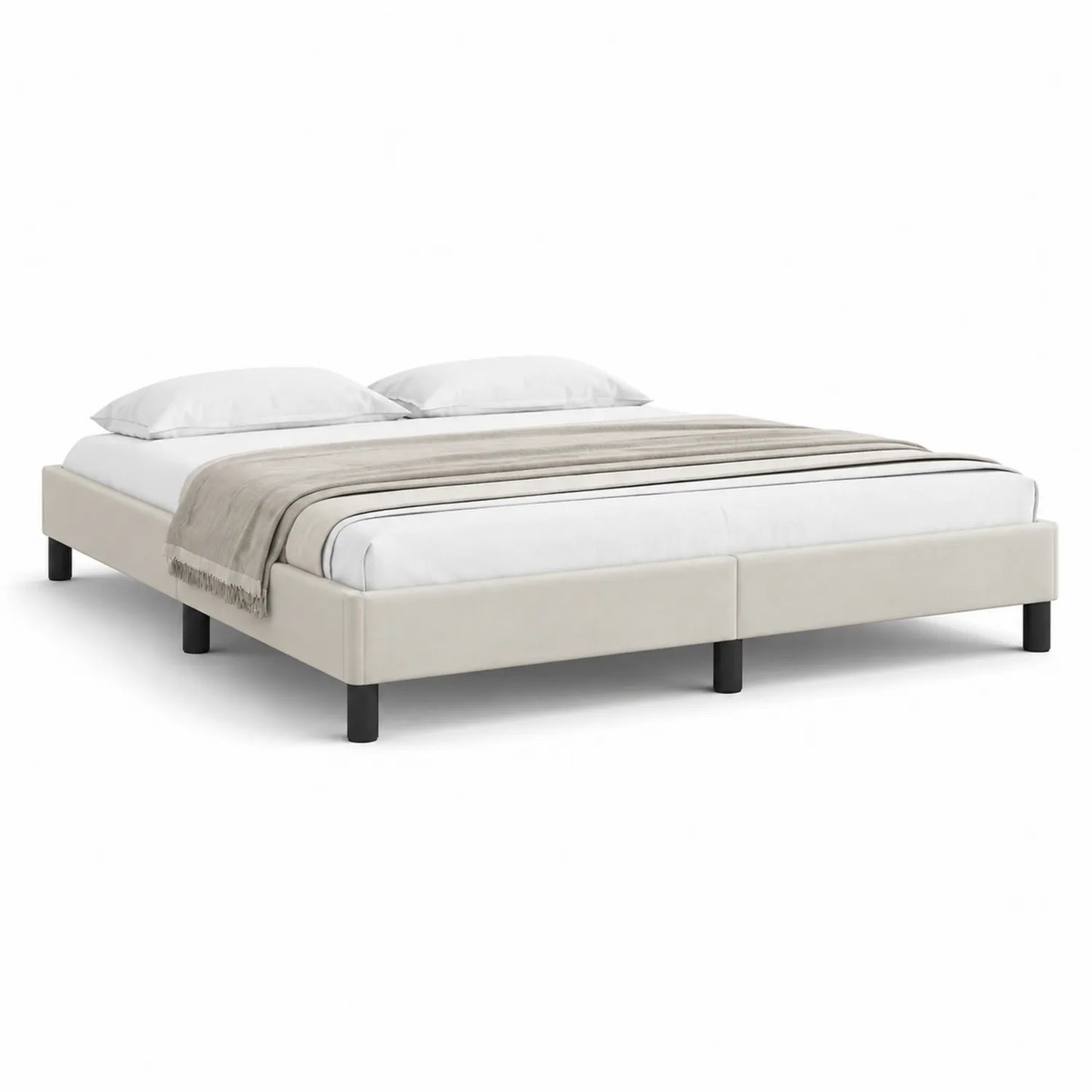 Doppelbett 180x200 cm Beige Kunstleder Holzrahmen