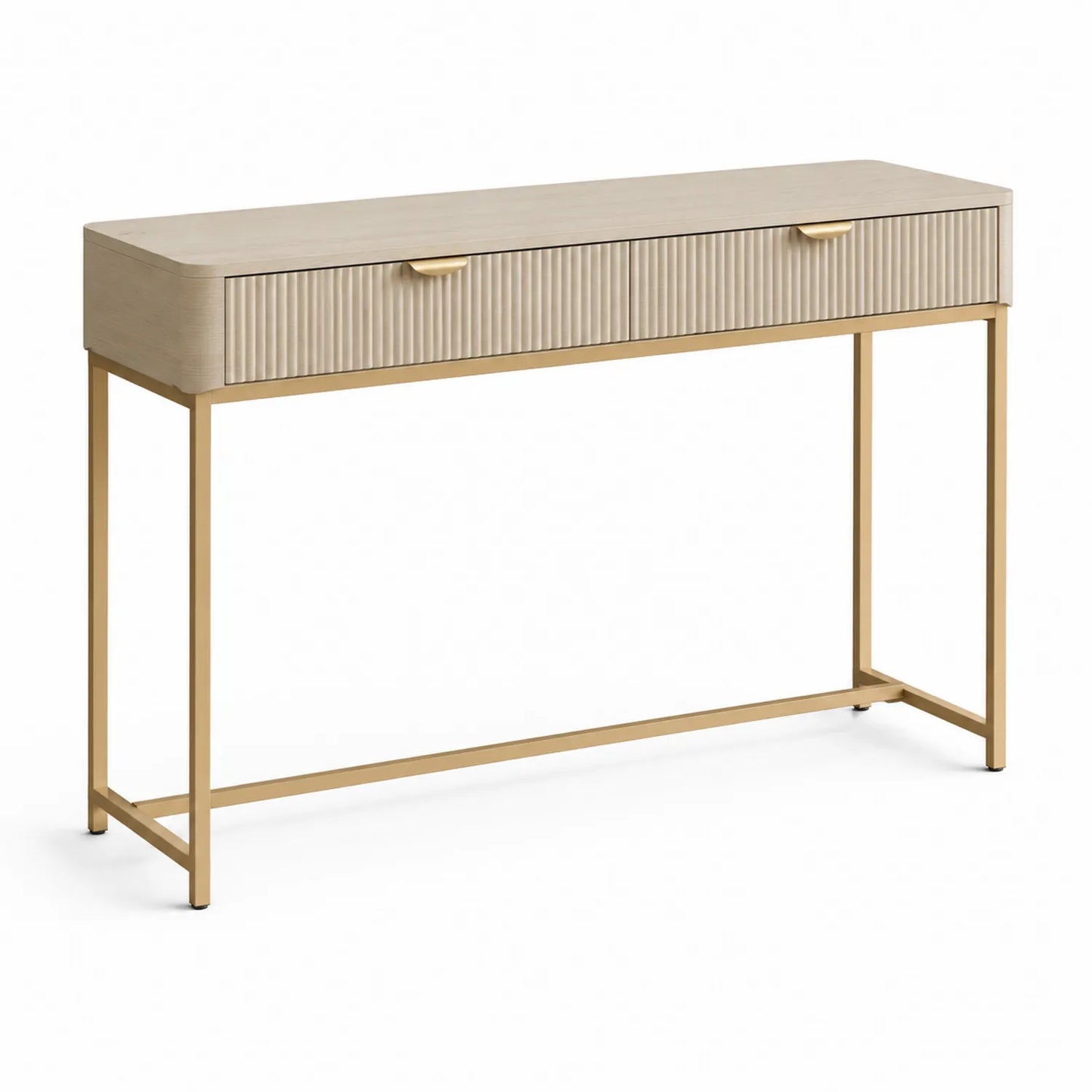 Konsolentisch aus MDF mit Stahlgestell, Beige und Gold