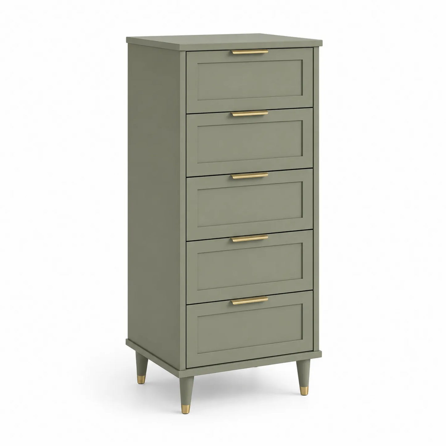 Grüne MDF-Kommode mit 5 Schubladen, 120cm
