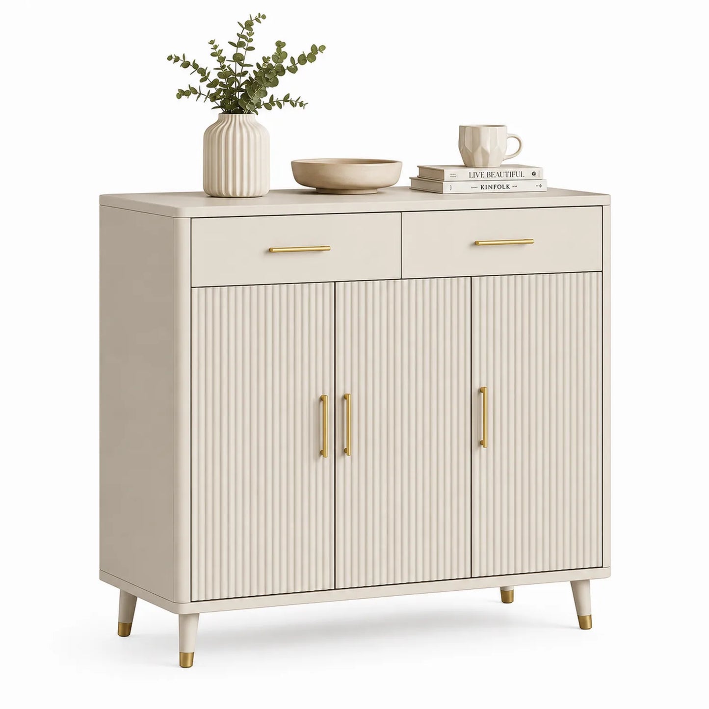 MDF Sideboard mit 2 Türen und 2 Schubladen Beige