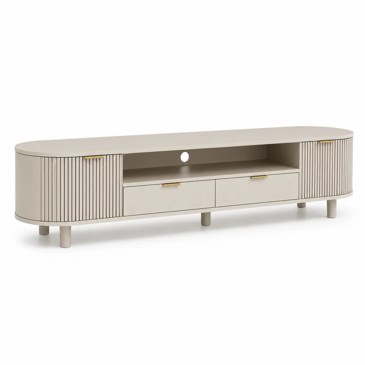 TV-Möbel Holz MDF 180cm Beige mit Schubladen