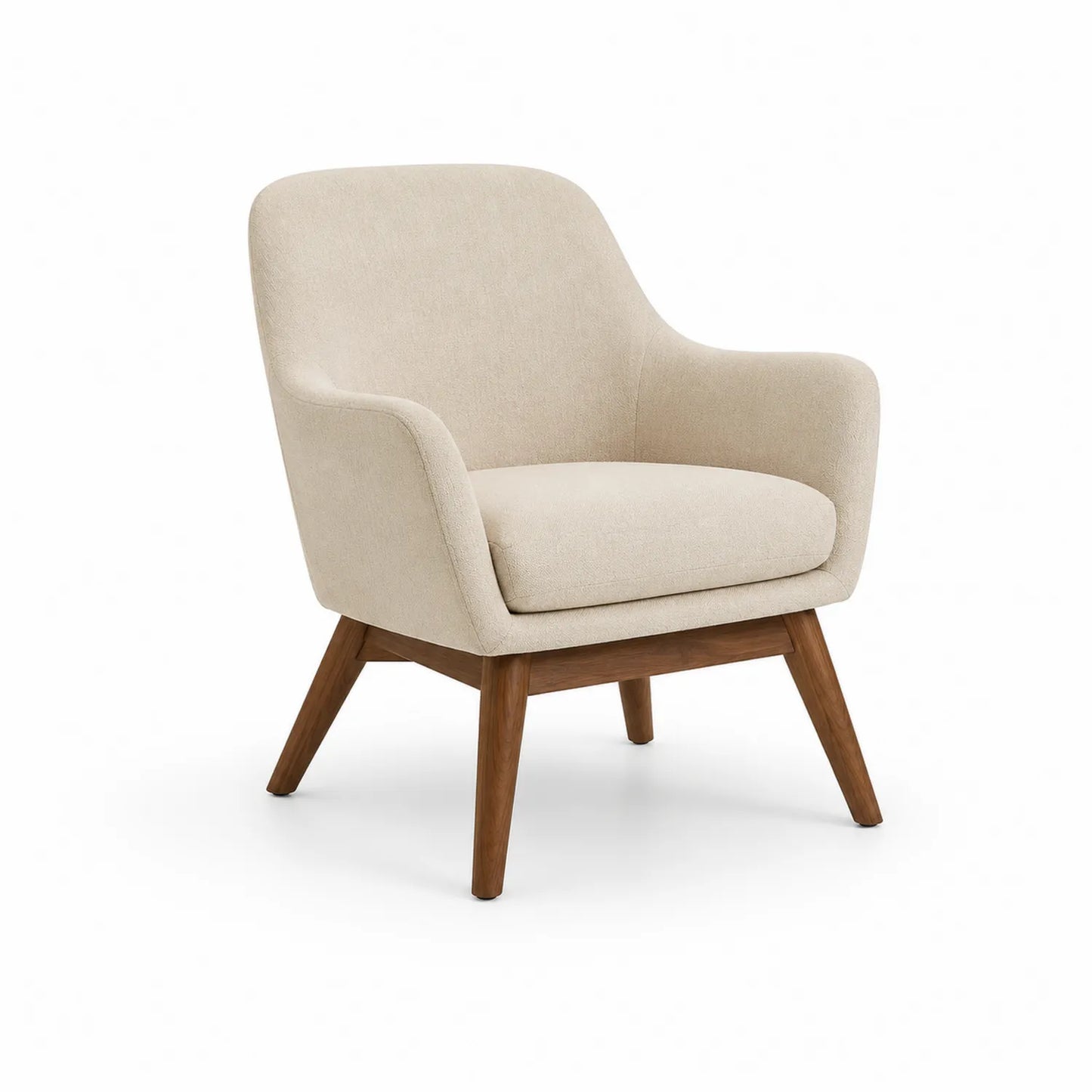 Sessel Stoff Beige Mit Holzgestell
