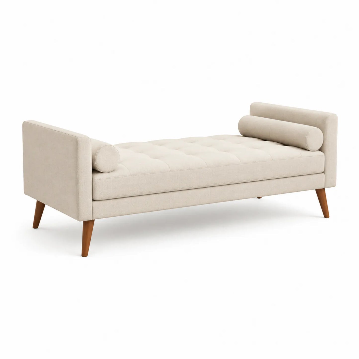 Chaiselongue mit Armlehnen Leinen Beige