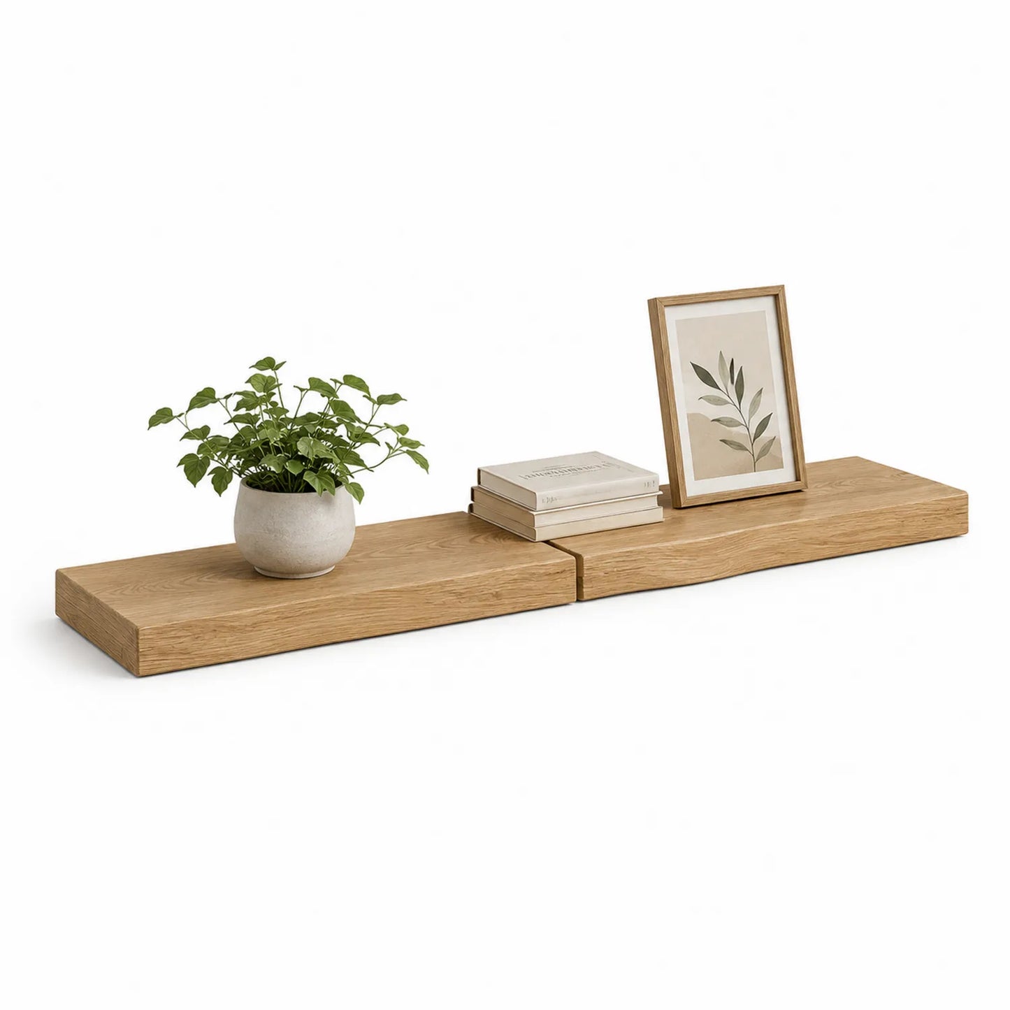Wandregal aus Eichenholz 180x25x5cm Natur
