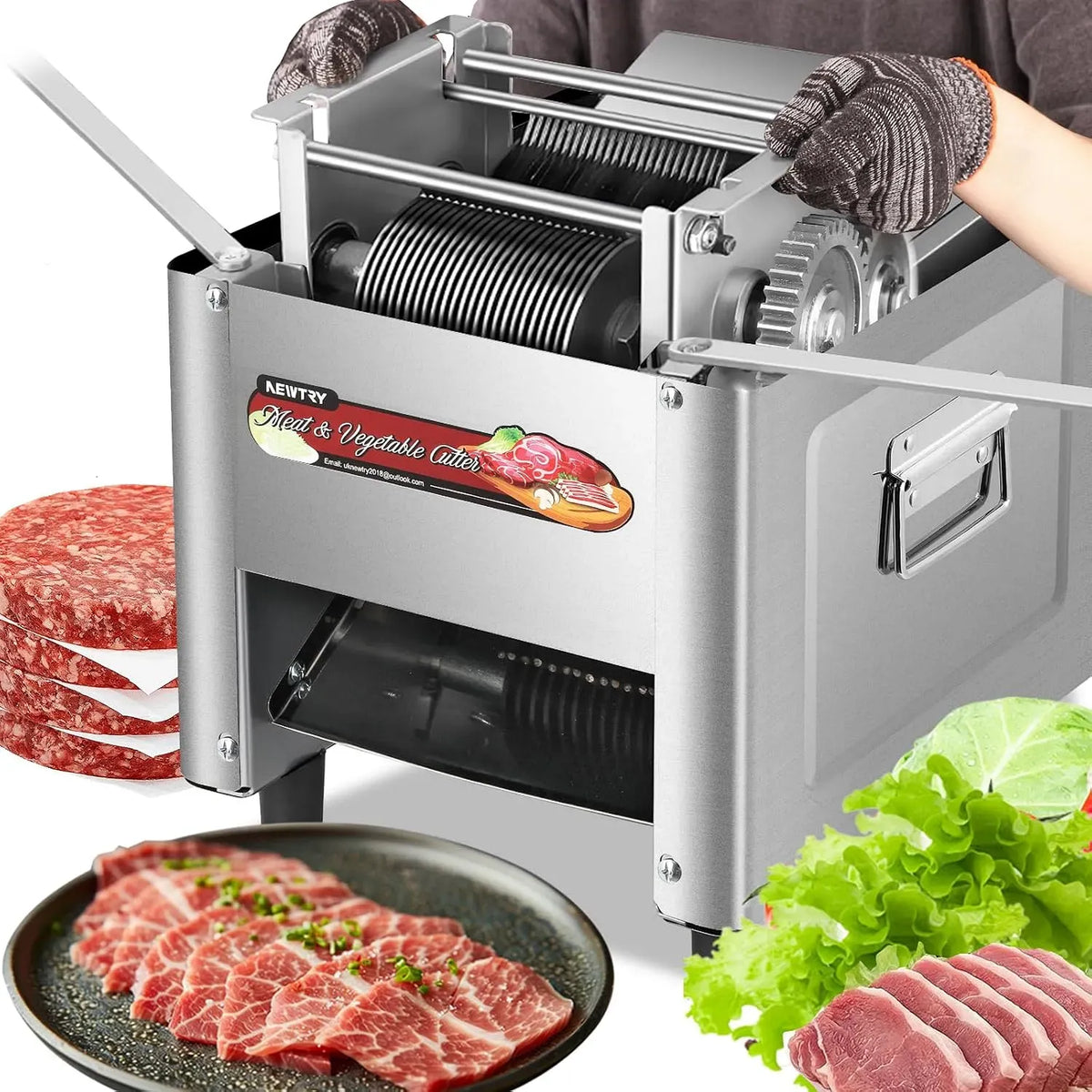 Fleischschneider, 750 W, 5 mm, gewerblich, für Gastro, NEWTRY