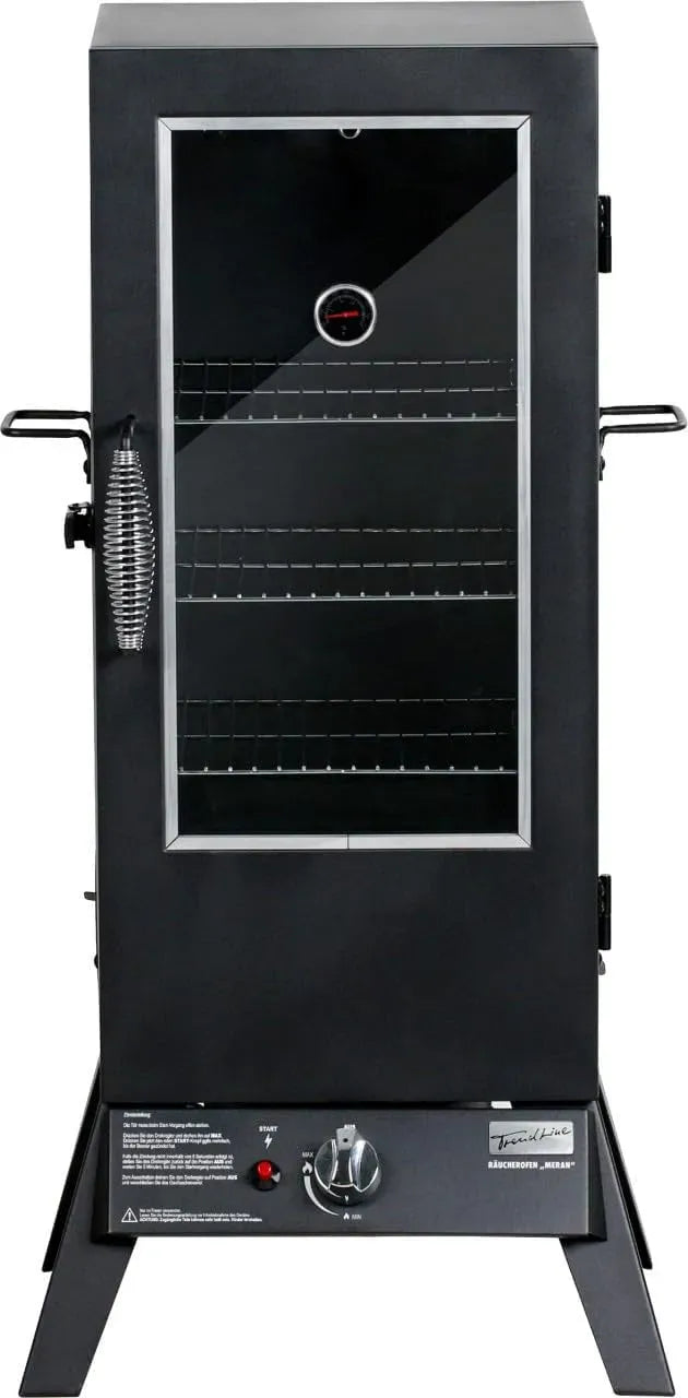 Gas-Räucherofen, Grill mit Gasbetrieb, Silber, Holz