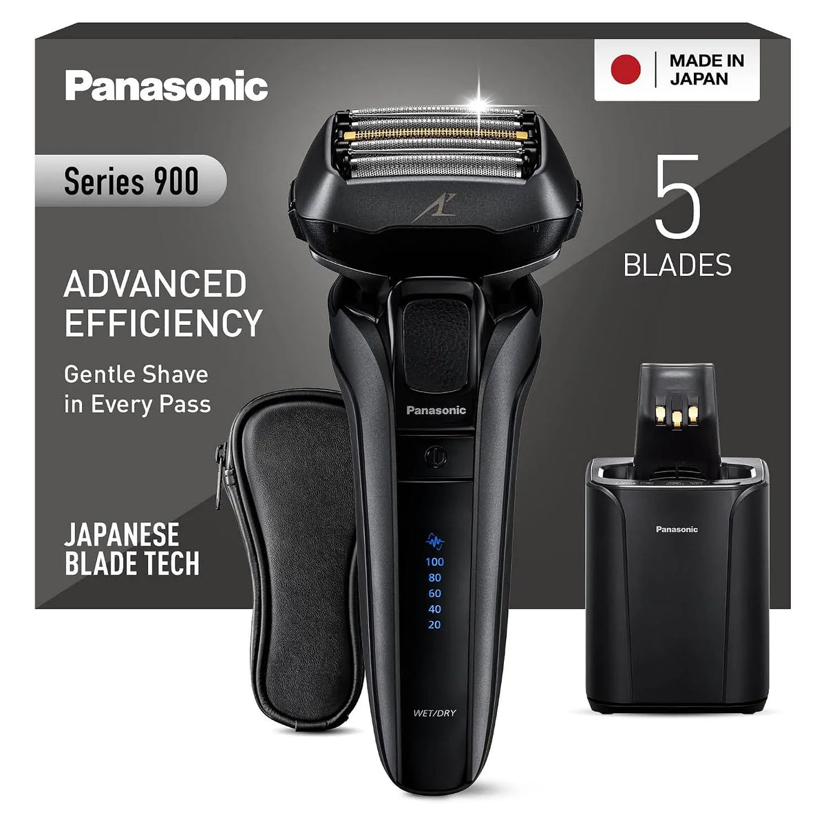 Panasonic Series 900 ES-LV9U Bartdichtensensor, Linearmotor, Ladestation, Rasierer, Schwarz
