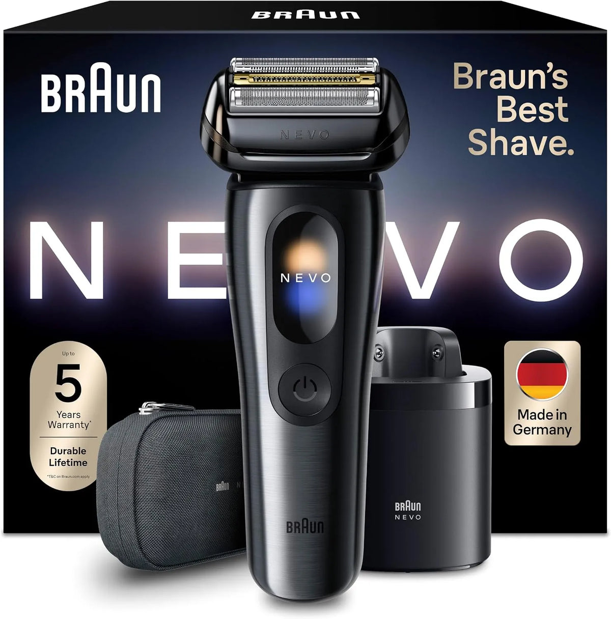 Braun NEVO11015C Rasierer, Touch-Bedienung, Schwarz, für Eine Sanfte Rasur Ohne Kompromisse