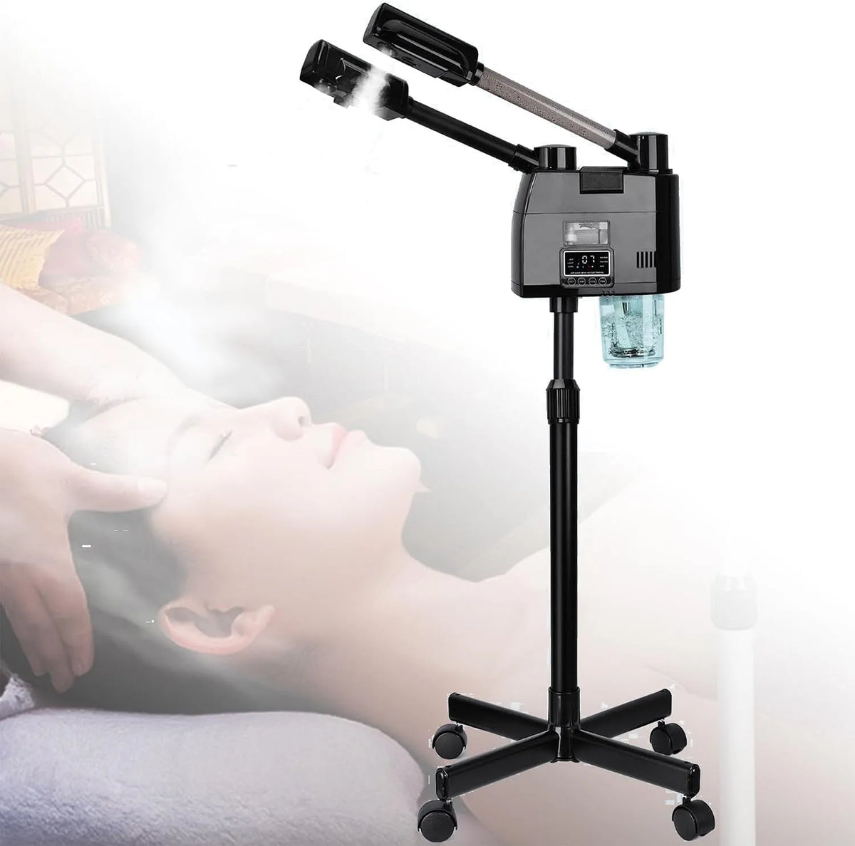 2-in-1-gesichtsdampfer Mit Ozon-heiße Und Kalte Nano-ionische Gesichtsdampfer Für Die Tiefe Porenreinigung, Feuchtigkeit Und Entgiftung-digital Home