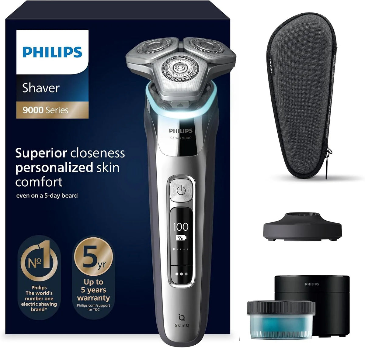 Philips S9000 S9975/54 Reinigungsstation, Trockenrasierer, Ladestation, IPS-Panel, für Herren