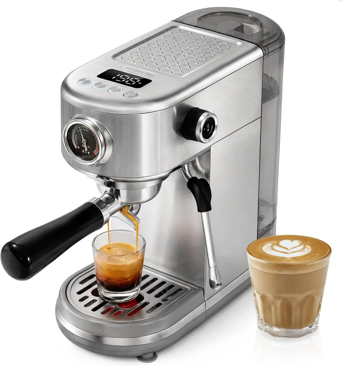 Espressomaschine, HIBREW H10B, Kaffeemaschine für Espresso, Programmierbare Espressomaschine mit LED-Display & Manometer