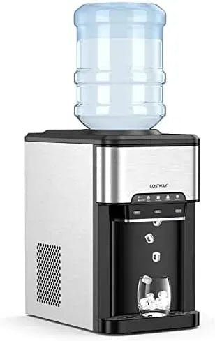 Eiswürfelmaschine, FANTASK 10min, Eisbereiter, Wasserspender, 3 in 1 Wasserspender Eiswürfelmaschine mit heißes&kaltes Wasser