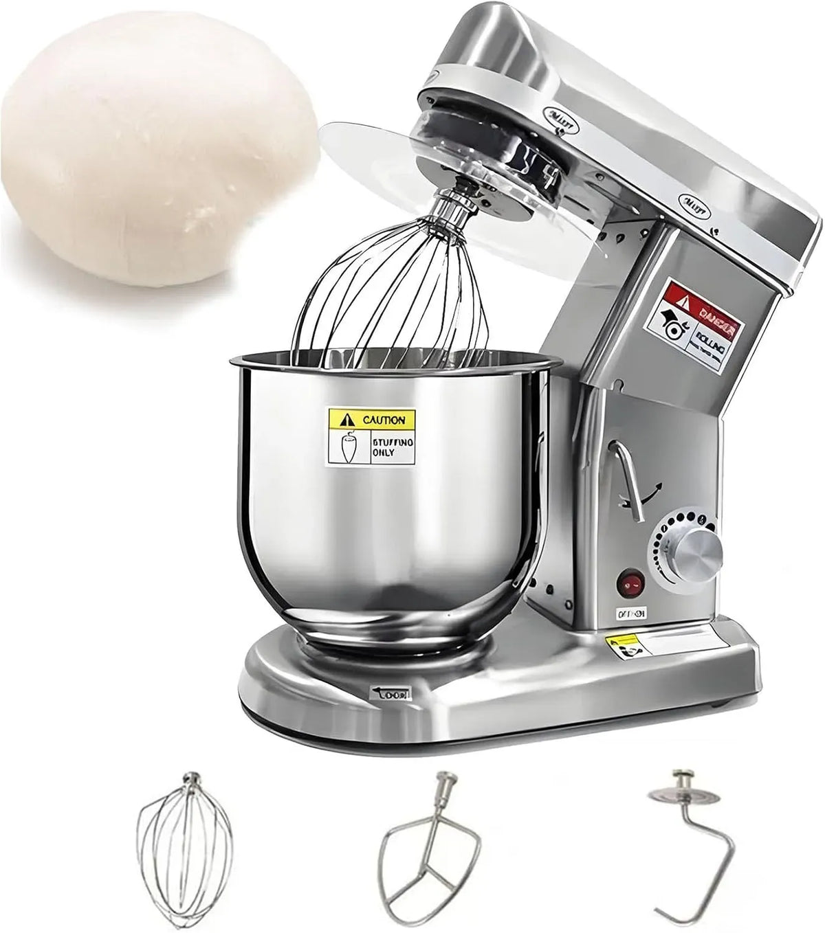 Standmixer l/7 l/10, 10 L, Pizza, Silber, 3-stufiger elektrischer Küchenmixer mit Schüssel, 5 l Multifunktionsmixer für Pizza und Bäckerei
