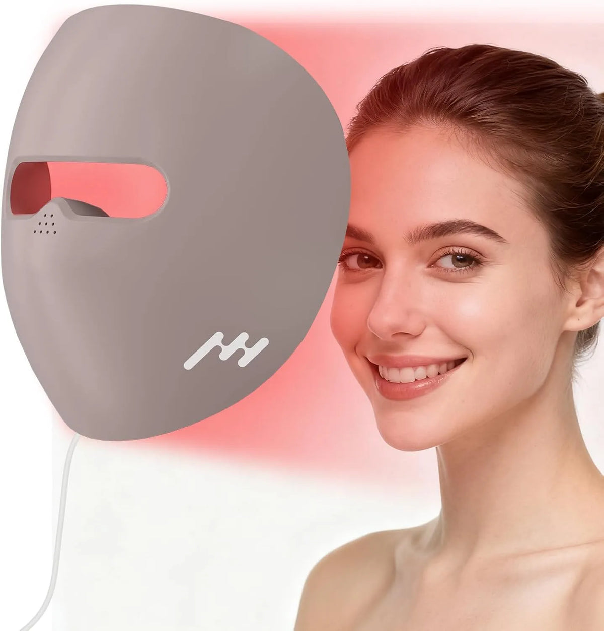Rotlichtlampe, Timer, für den Hausgebrauch, 850 & 660 LED Maske Gesicht mit 10/15/20 Minuten Timer & 5 Helligkeitsstellung
