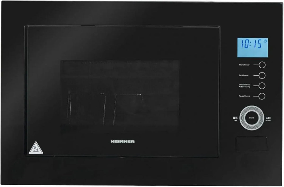 Mikrowelle, 25 L, 900 W, 1000 W, Einbau-Mikrowelle HMW-25BIGBK, Grill, Touch-Bedienung, LCD-Display, Auftaufunktion, Mikrowellenofen