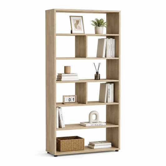 Holz Bücherregal 5 Ebenen Eiche