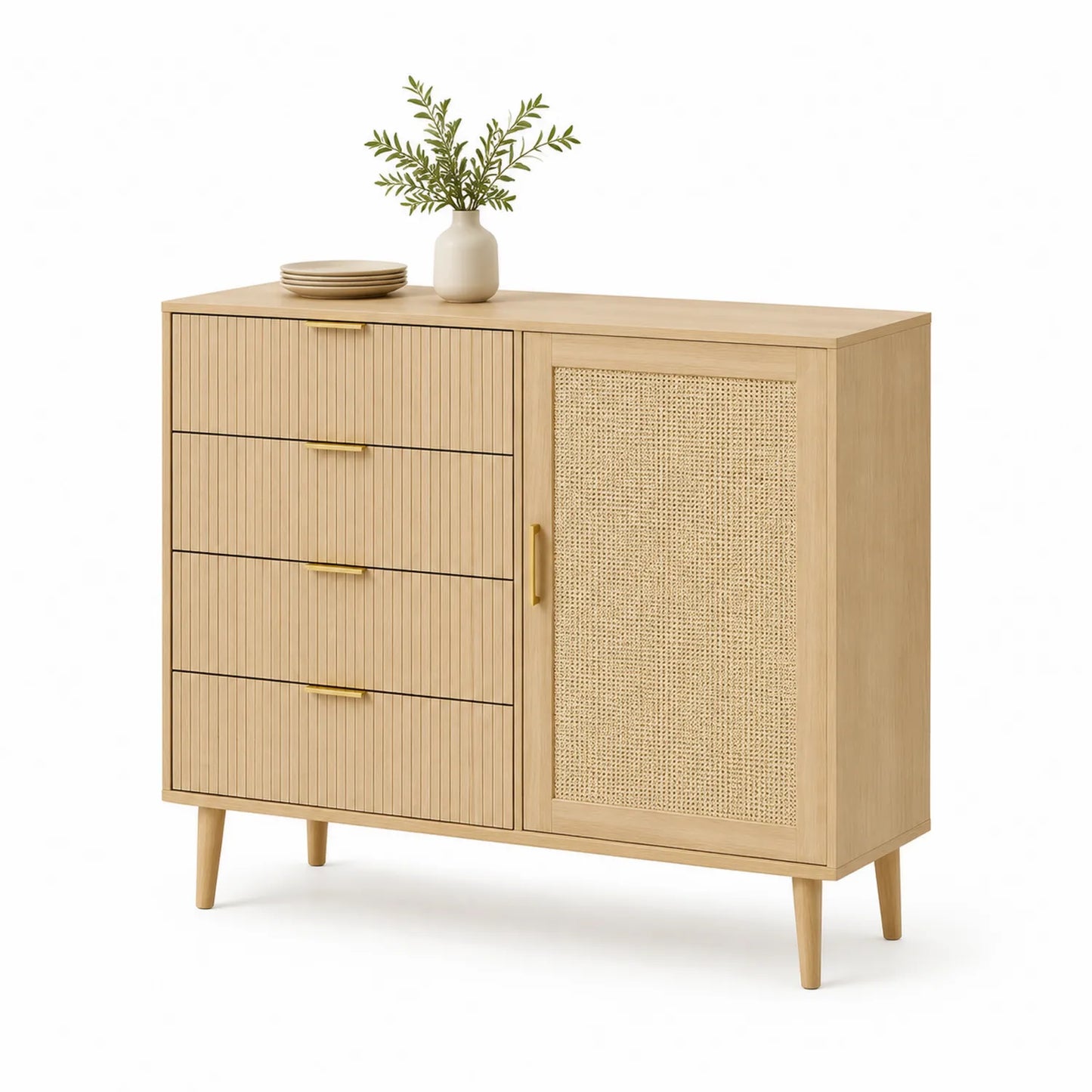 Holz Sideboard mit Rattanmuster
