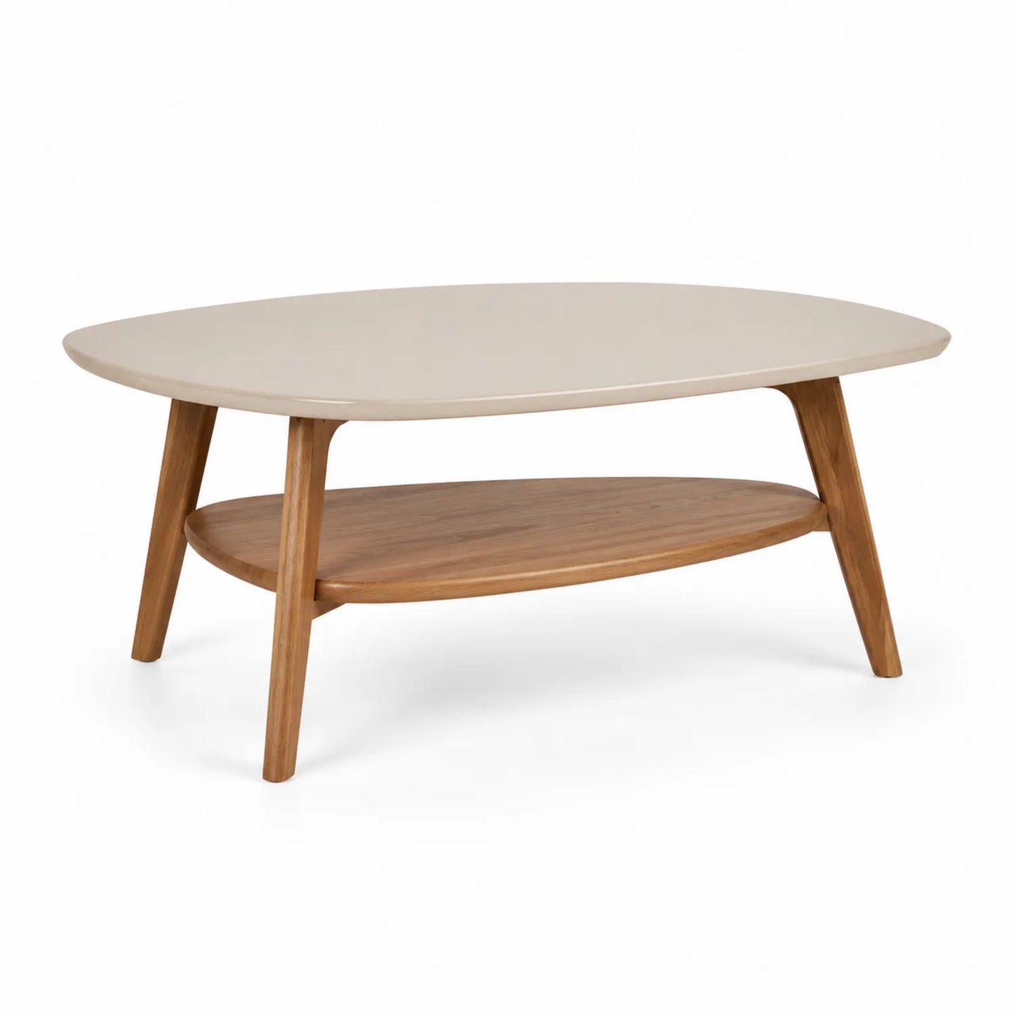 Ovaler Couchtisch Holz MDF-Platte 120x60x45 cm Beige