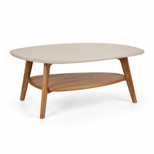Ovaler Couchtisch Holz MDF-Platte 120x60x45 cm Beige