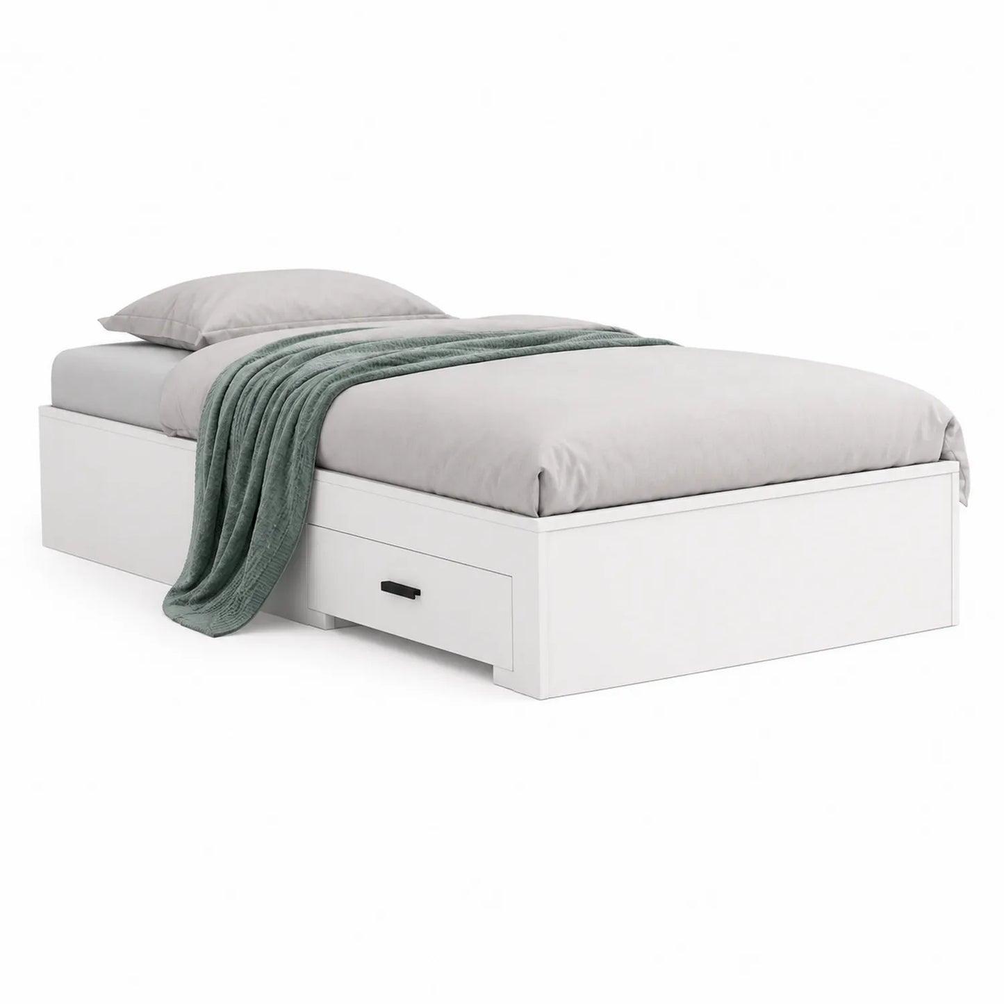 Einzelbett mit Schubladen MDF Weiß 200x90cm