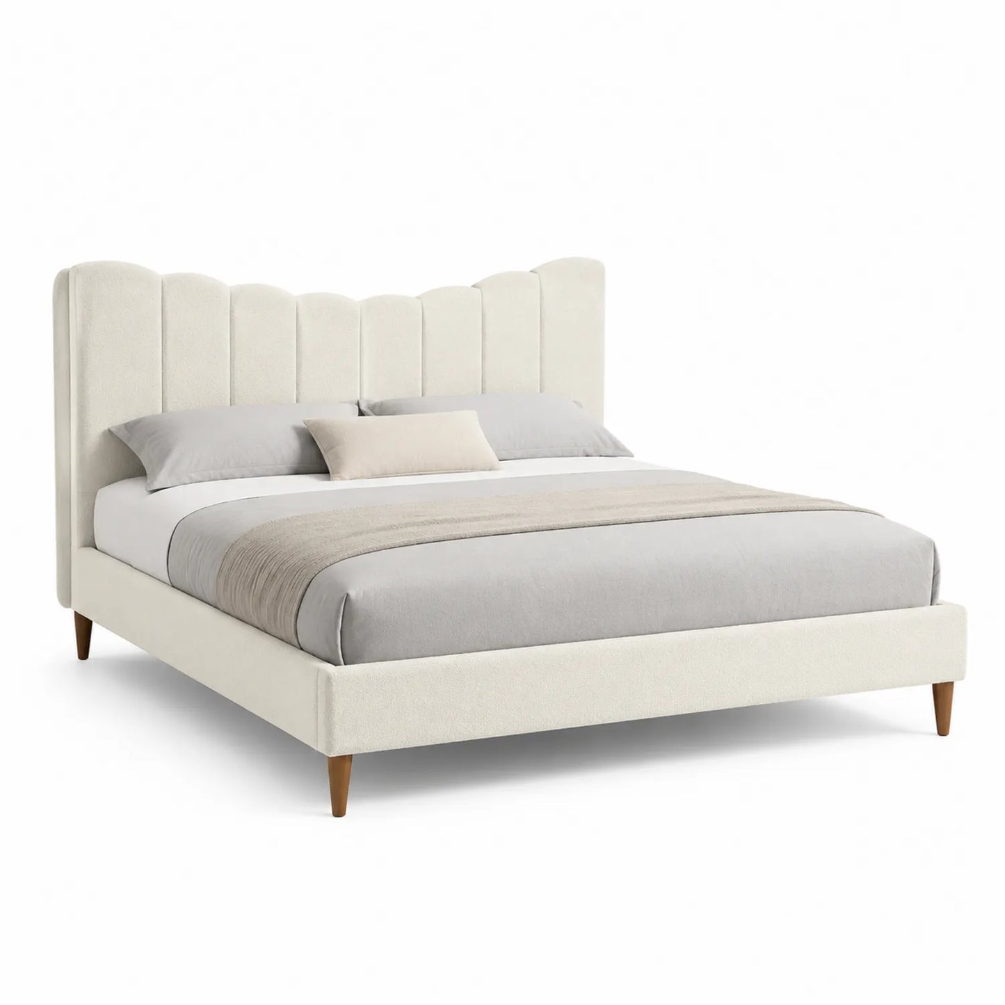Polsterbett mit Stoffkopfteil Beige 200x180 cm