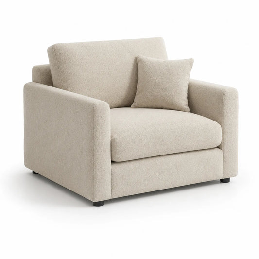 Beiger Stoffsessel mit Kissen, 90x95x85 cm, Schaumstofffüllung