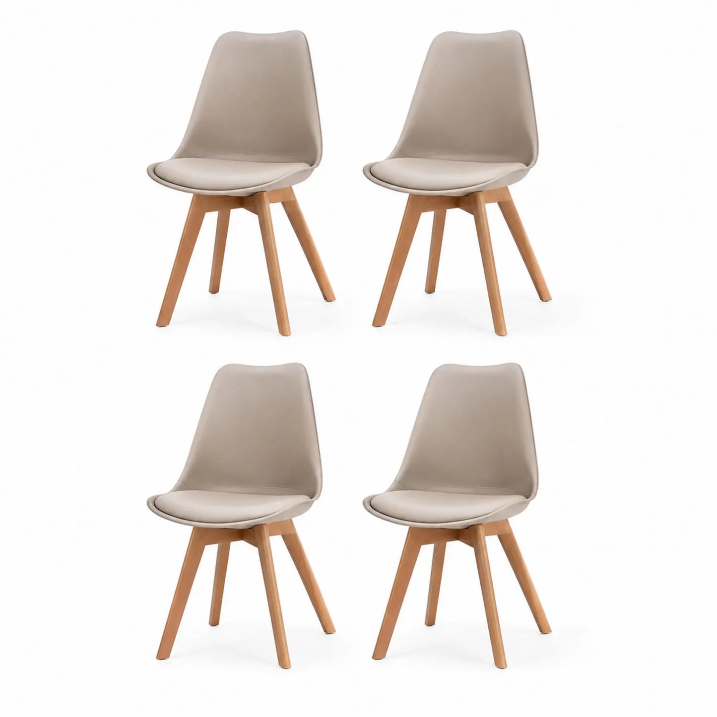 Esszimmerstuhl Set 4er Kunstleder Beige Holzbeine