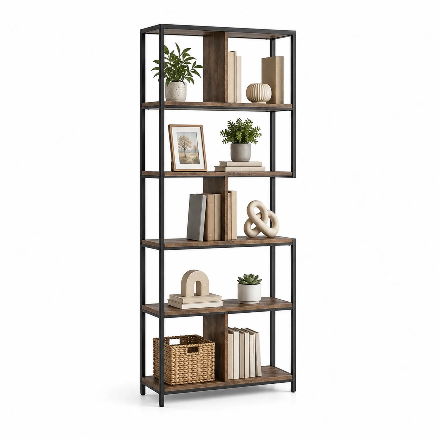 Metall- und MDF-Holzregal mit 5 Böden 180x80x30cm