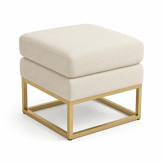 Beiger Fußhocker Stoff Metallrahmen 45x45x45 cm