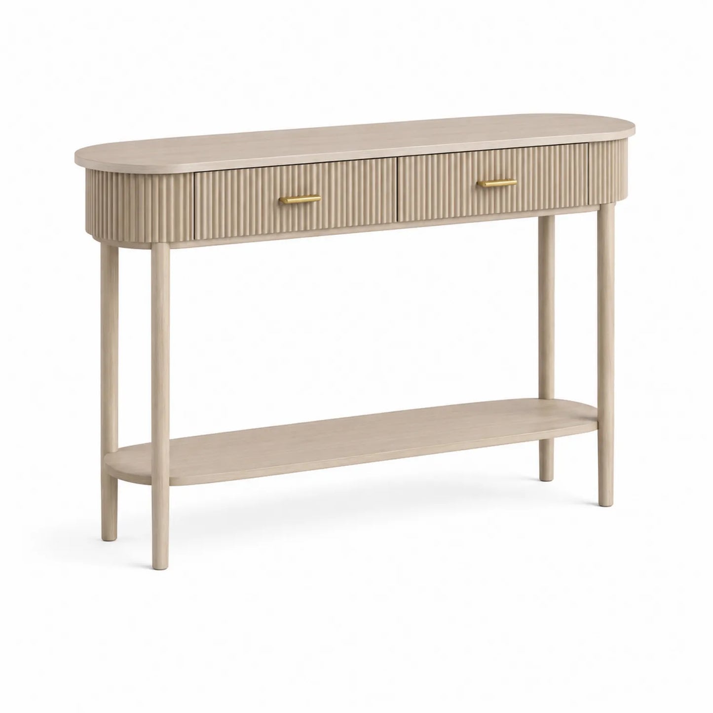 Konsolentisch Oval Eichenholz Beige 120x40x80cm