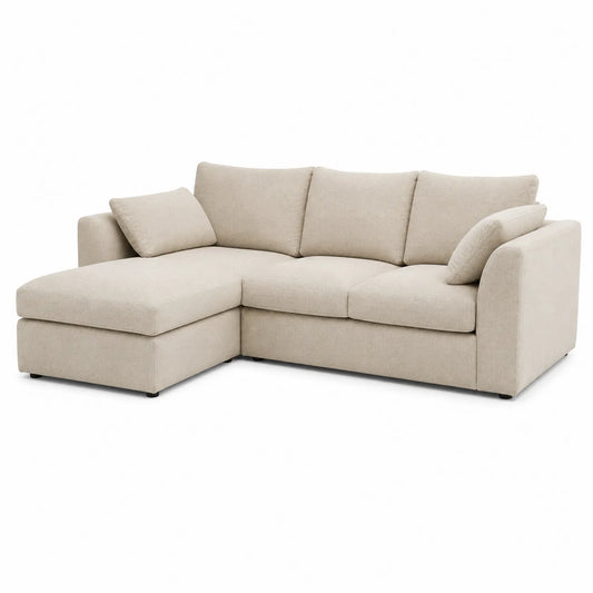 Ecksofa mit Ottomane Stoff Beige