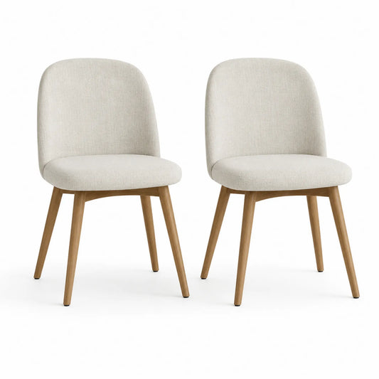 Esszimmerstuhl Set aus Holz und Stoff Beige 2-er Set