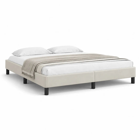 Doppelbett 180x200 cm Beige Kunstleder Holzrahmen