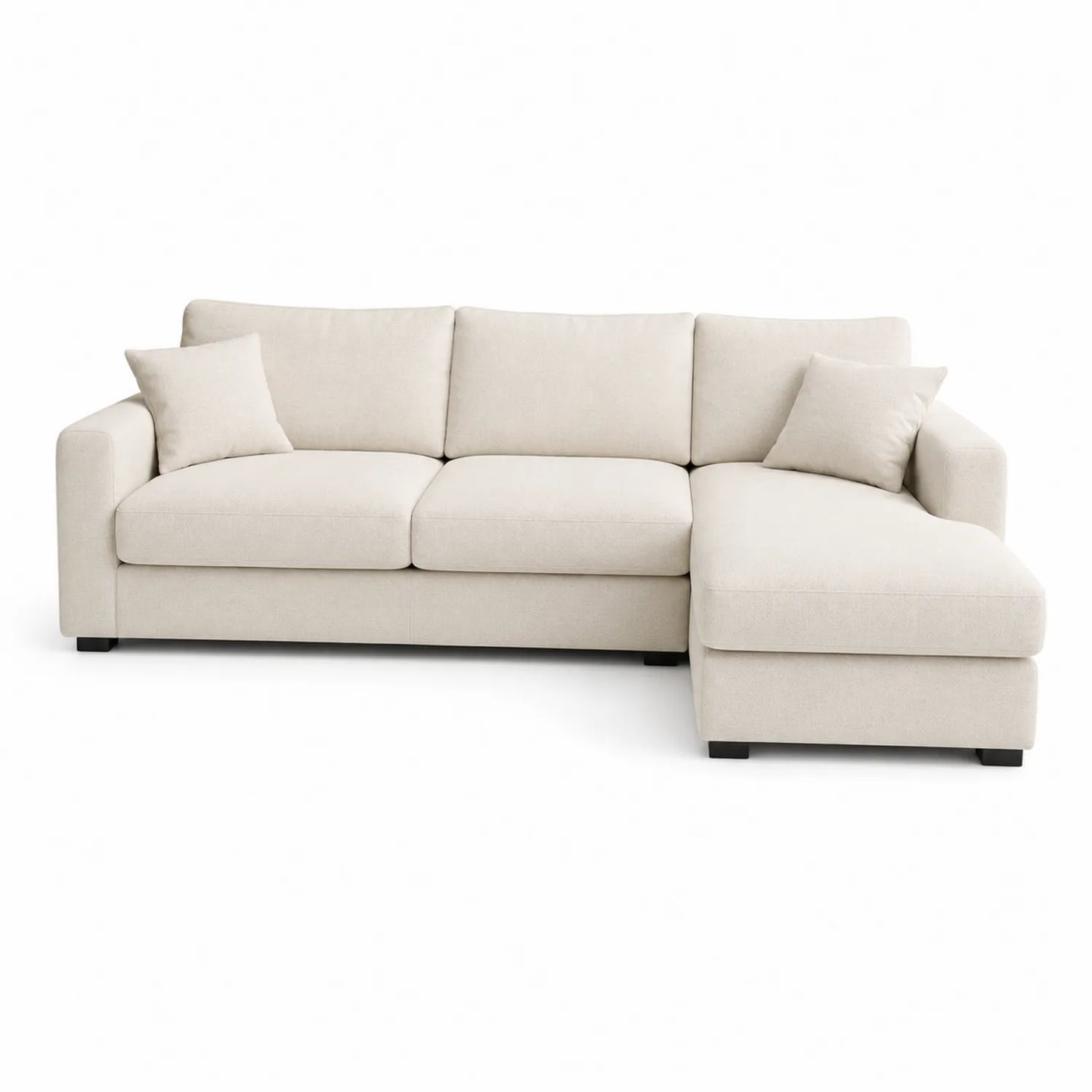 Ecksofa 3-Sitzer Beige Stoff 230x150x85cm