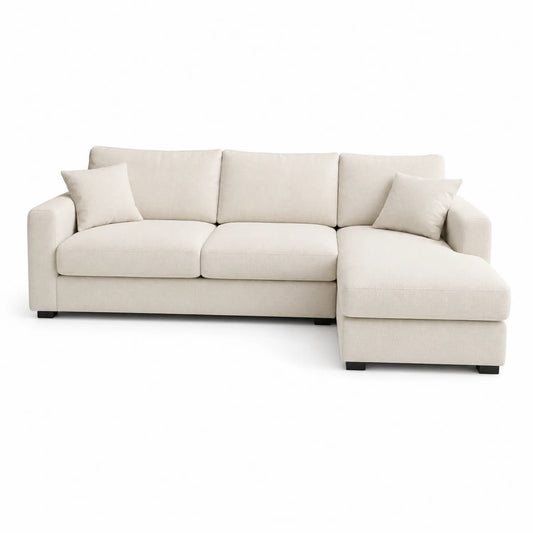Ecksofa 3-Sitzer Beige Stoff 230x150x85cm