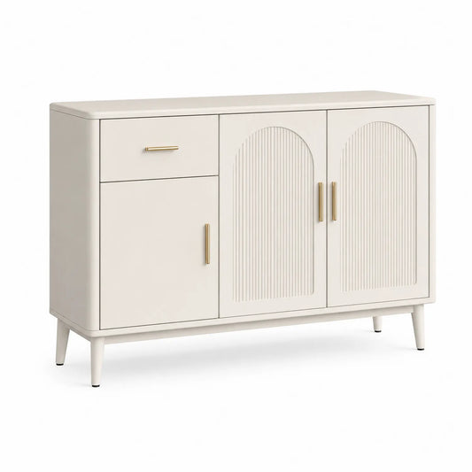 Beiges Holz-Sideboard mit 3 Türen und 1 Schublade