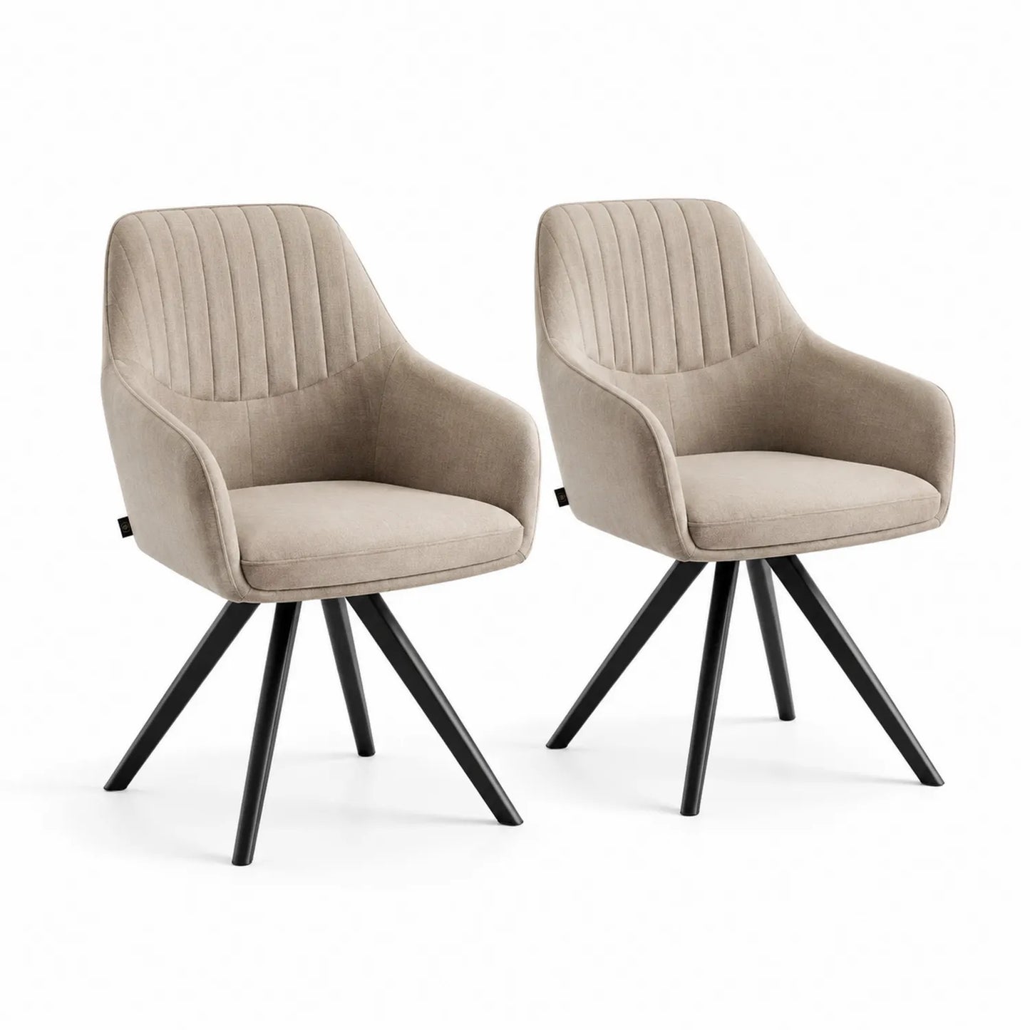 Esszimmerstühle Set aus Stoff mit Metallbeinen Beige
