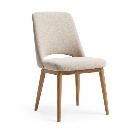 Esszimmerstuhl Stoff Beige Eichenholz