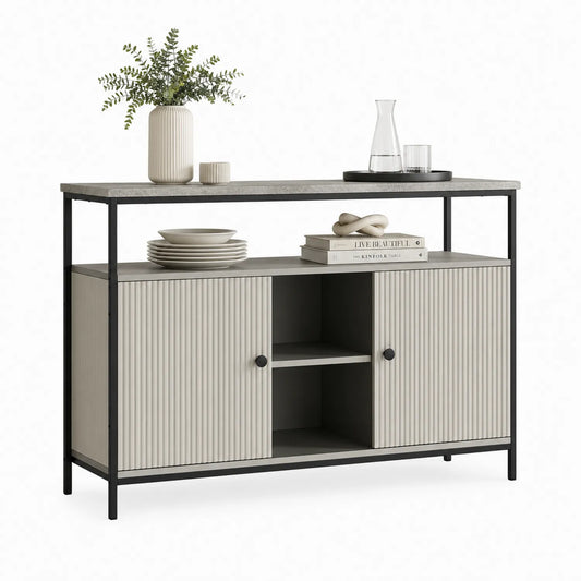 Sideboard mit MDF und Stahlrahmen Grau 120cm