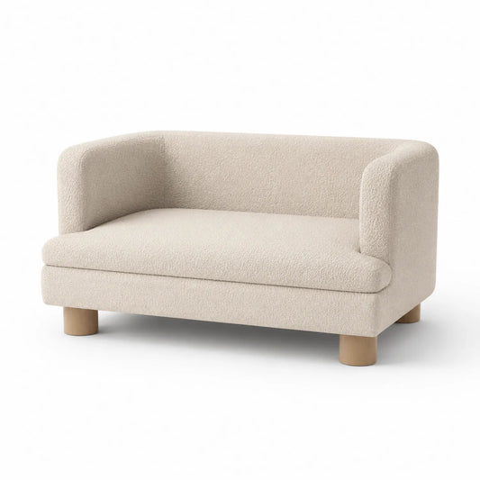 Zweisitzer Sofa Bouclé Stoff Creme 160cm