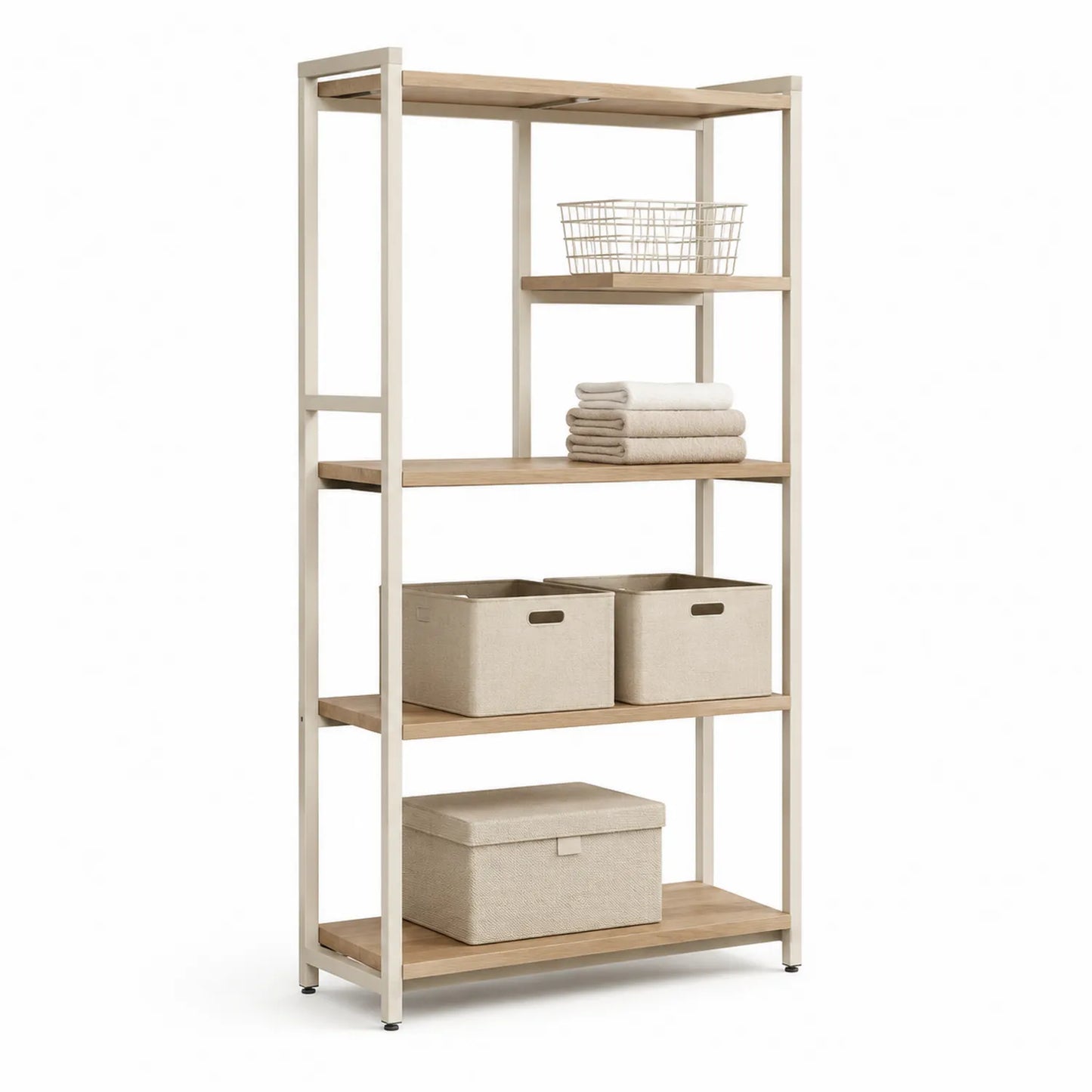Stahlregal mit Holzplatten Beige/Natur