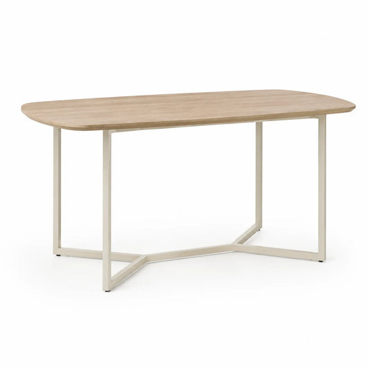 Esstisch oval Eichenfurnier Metallgestell 180 x 90 x 75 cm