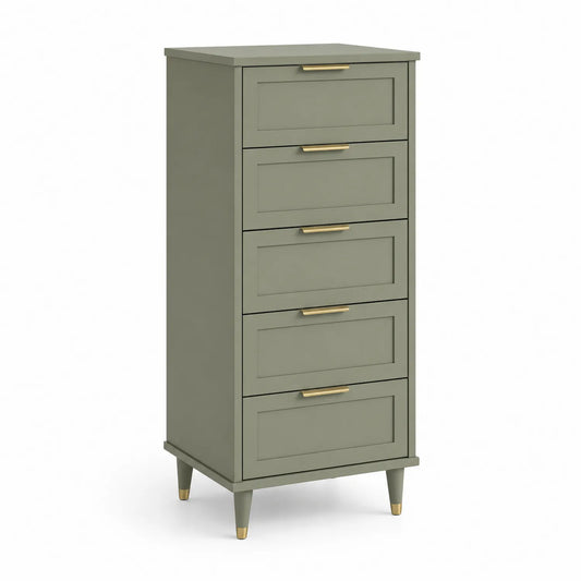 Grüne MDF-Kommode mit 5 Schubladen, 120cm
