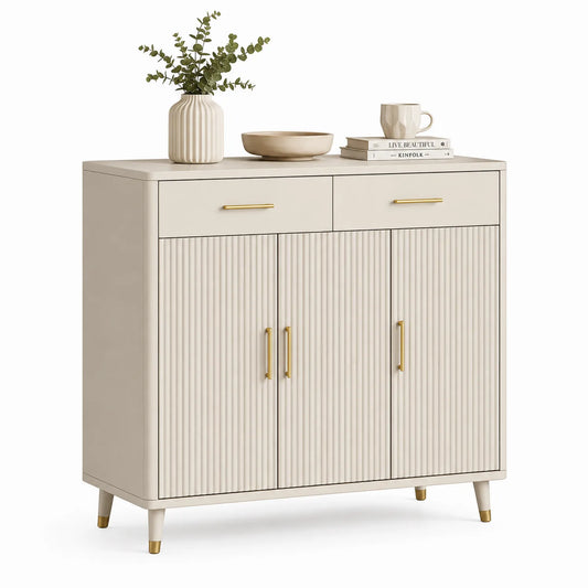 MDF Sideboard mit 2 Türen und 2 Schubladen Beige
